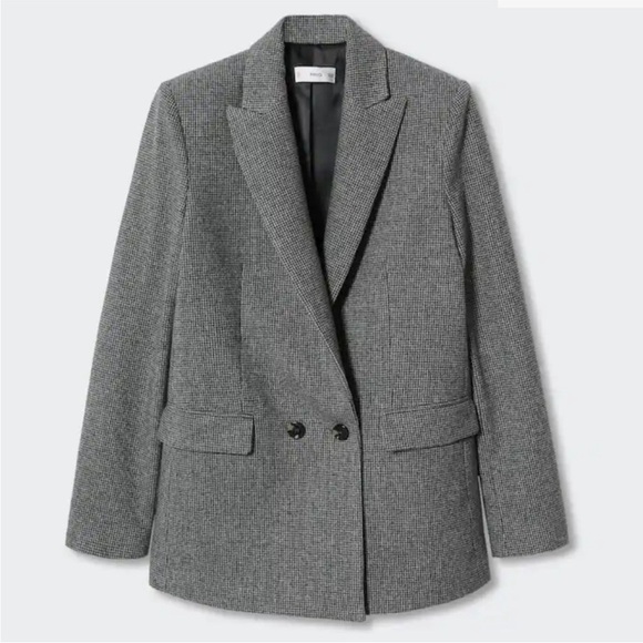 Mango Jackets & Blazers - Mango Houndstooth Wool-blend blazer -small